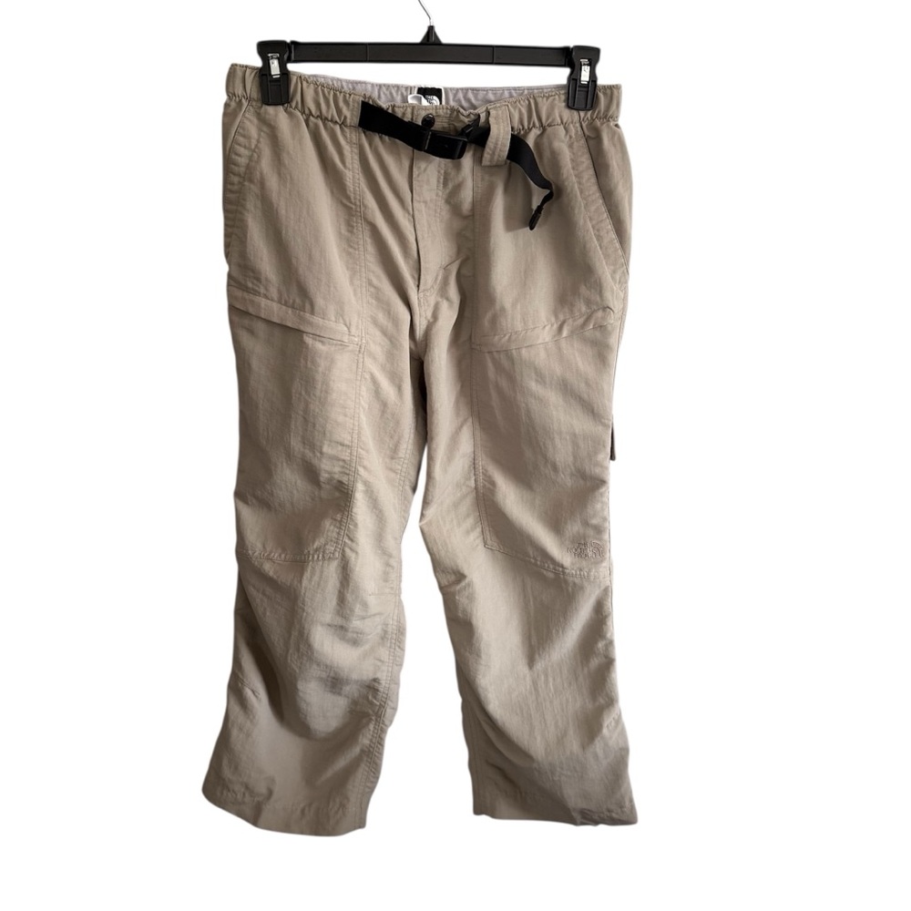 The North Face Men's Tan Hiking Pants Cargo Khaki Outdoors Belted, Medium